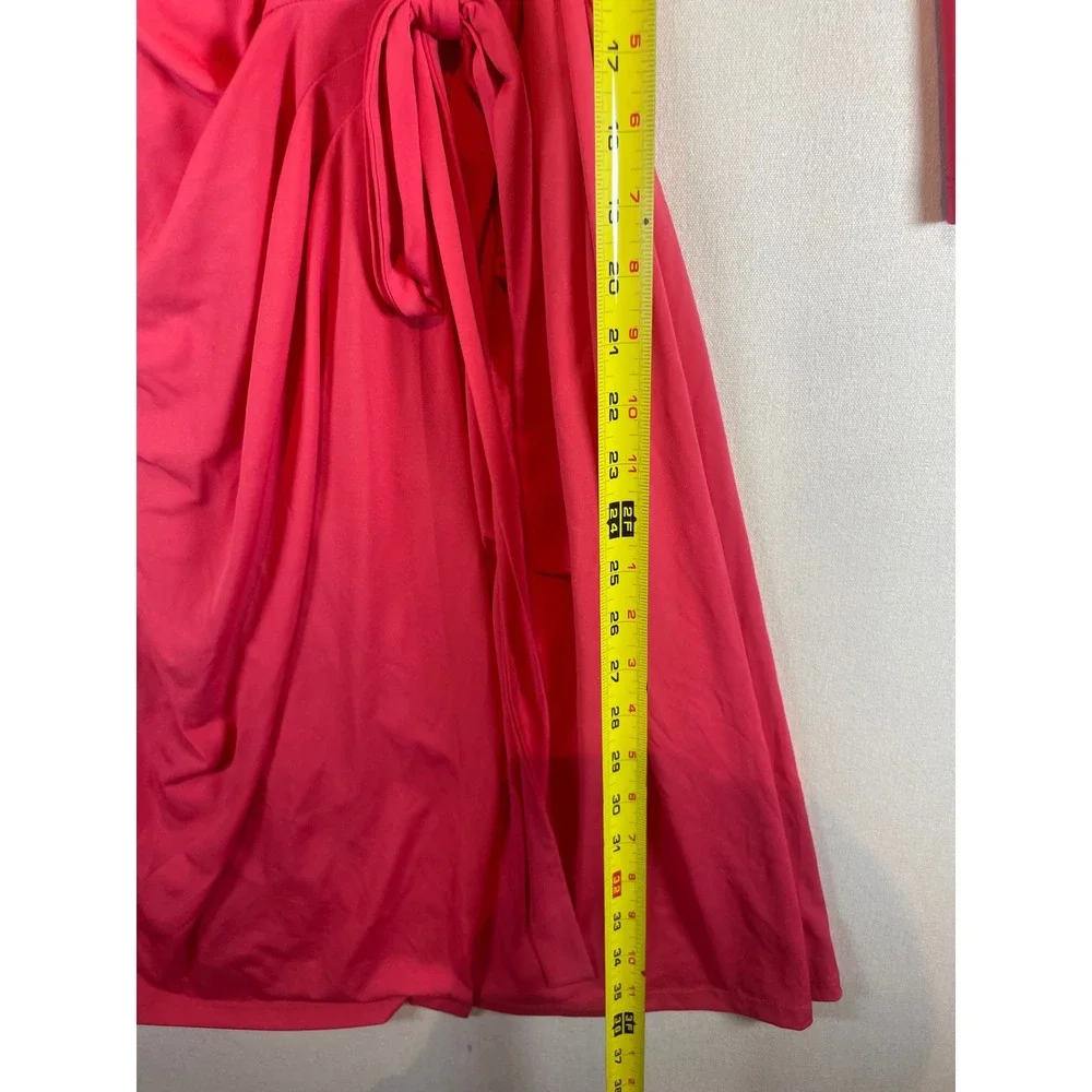 A Pea in the Pod Maternity Faux Wrap Dress Pink 3/4 Sleeve V-Neck Size S‎